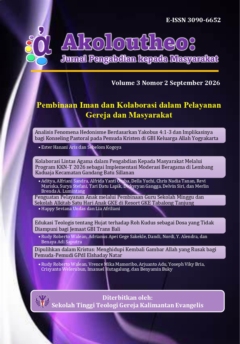 					Lihat Vol 3 No 2 (2026): Pembinaan Iman dan Kolaborasi dalam Pelayanan Gereja dan Masyarakat
				